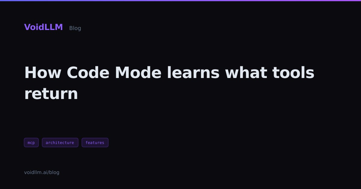 Mode S Code Generator How Code Mode learns what tools return — VoidLLM Blog